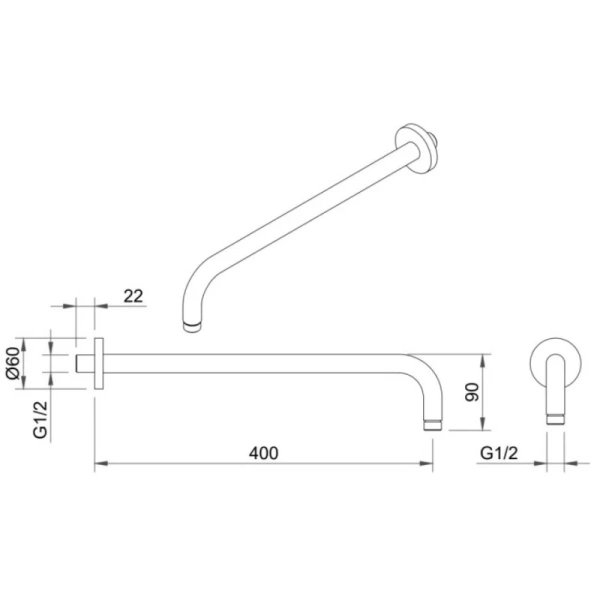 кронштейн для верхнего душа 400 мм berges ventas r 074009