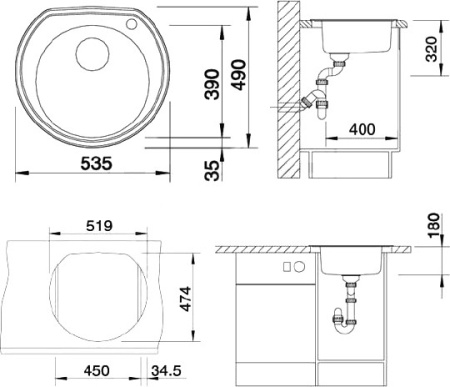 кухонная мойка blanco rondoval 513314 сталь