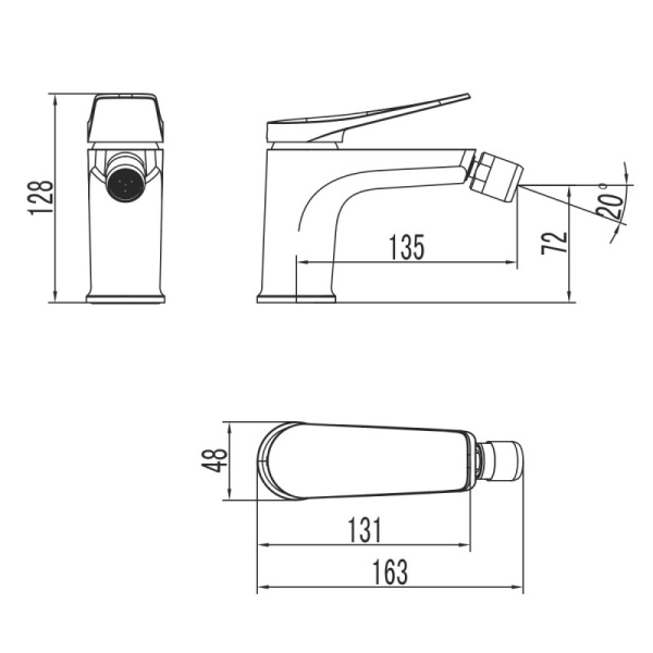 смеситель для биде lemark bronx lm3708gm графит