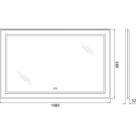 Зеркало BelBagno Kraft 108.5 SPC-KRAFT-1085-685-TCH-WARM с подсветкой с подогревом Сатин с сенсорным выключателем