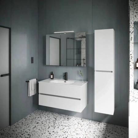 тумба под раковину sancos urban 990х450х550, c двумя ящиками, белая глянцевая арт. ur100w