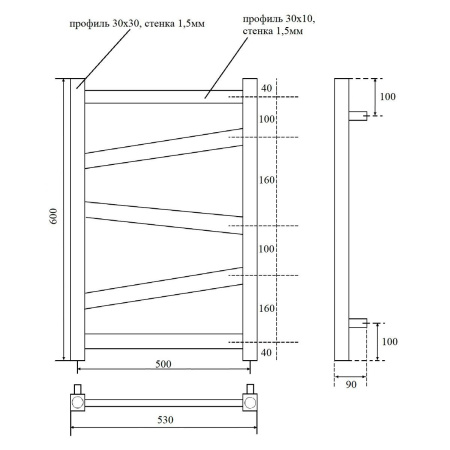 полотенцесушитель водяной point феникс pn15156 п5 500x600 цвет хром