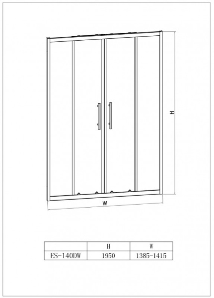 дверь для душевой кабины в нишу esbano esdn140dw 140*195 без поддона