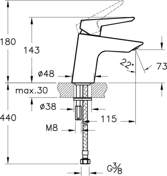 смеситель для раковины vitra solid s a42440exp