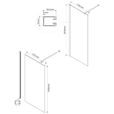 неподвижная перегородка 110х200 см vincea walk-in vsw-1h110clb прозрачное