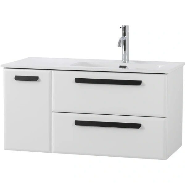 тумба под раковину cezares eco-cer-n 100 r eco-cer-n-1000-2c-1a-so-bl-r подвесная bianco lucido без ручек