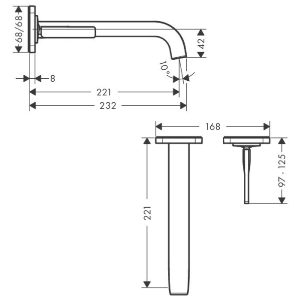 смеситель для раковины с выпуском axor citterio e 36106000