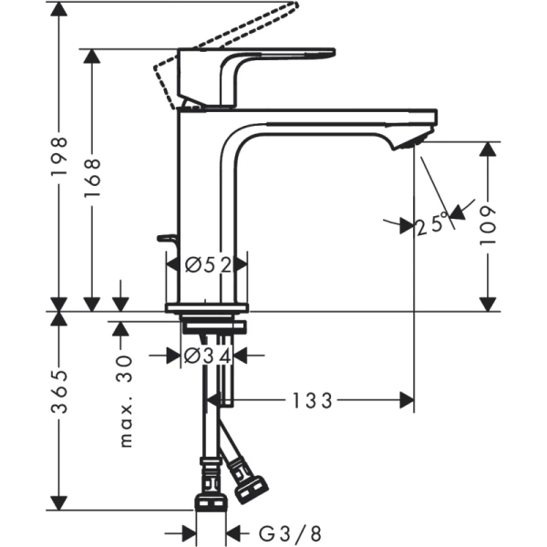 смеситель для раковины с донным клапаном hansgrohe rebris s 72517670