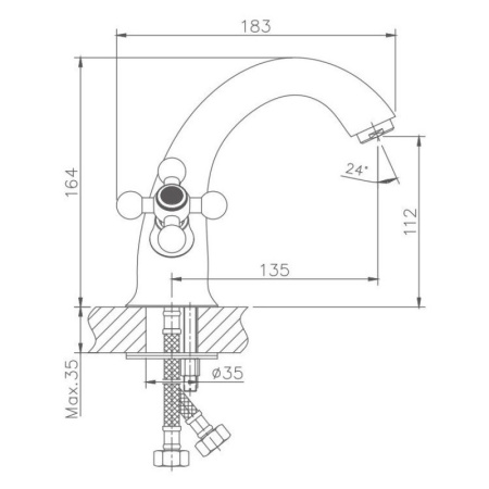 смеситель для раковины haiba hb1019-4 цвет бронза