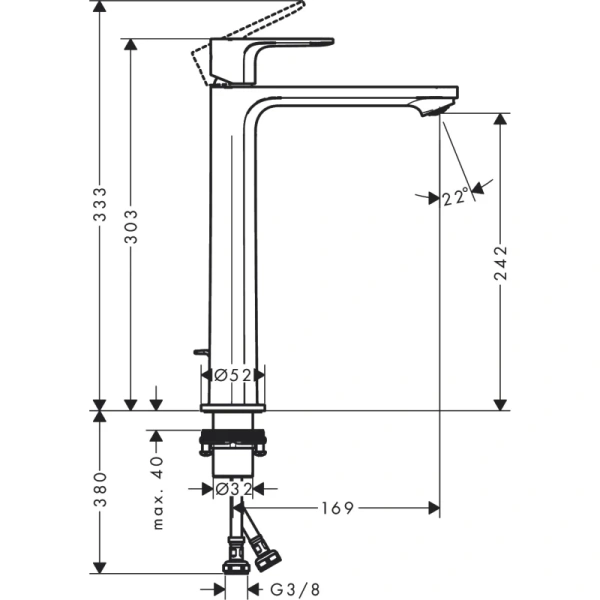 смеситель для раковины с донным клапаном coolstart hansgrohe rebris s 72580670