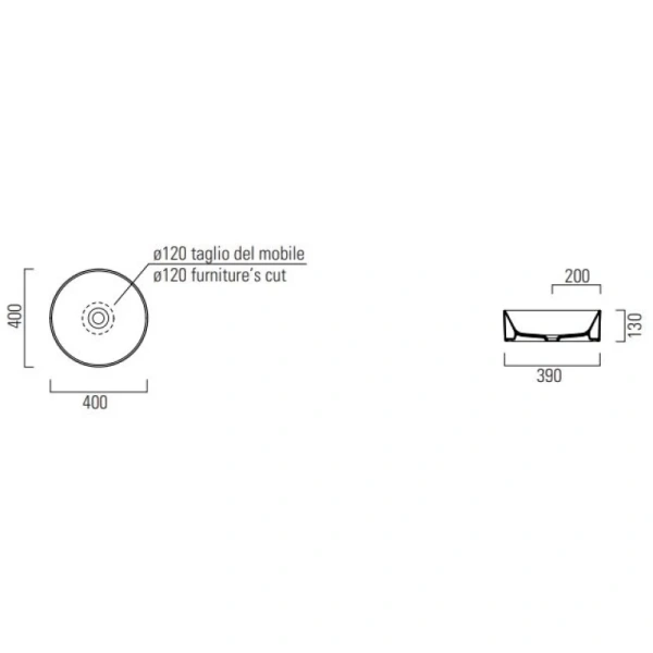 раковина gsi kube x 942626 накладная, ø40 см, ardesia opaco (черный матовый)