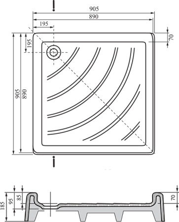 акриловый поддон для душа ravak angela 90х90 pu a007701120 белый