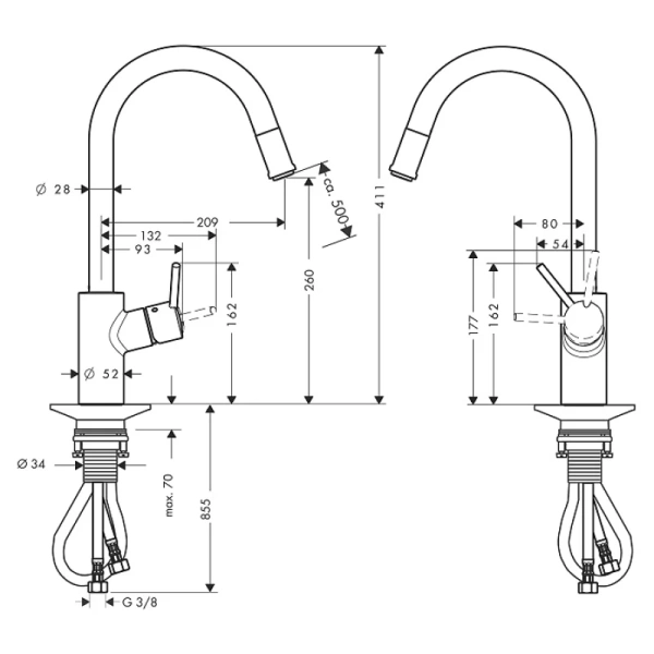смеситель для кухни hansgrohe talis m52 14872000, хром