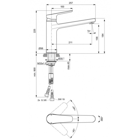 смеситель для кухни ideal standard ceraplan iii b0954aa