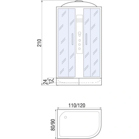 душевая кабина river dunay 120x80x26 тн l 10000002109 профиль матовый хром задняя стенка черная