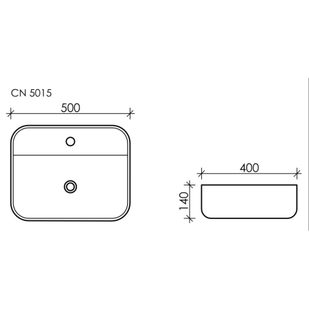 раковина ceramicanova element cn5015 накладная, 50x40 см, белая