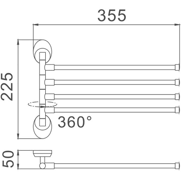 Полотенцедержатель Haiba HB1614 поворотный, цвет хром