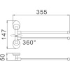полотенцедержатель haiba hb1612 двойной поворотный, цвет хром