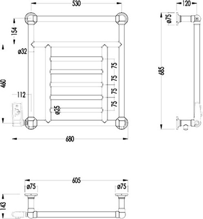 полотенцесушитель электрический devon&devon jupiter 3 2prj3otel