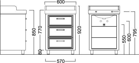 тумба под раковину kerama marazzi pompei po.60.3\blk 60 с 3 ящиками, цвет черный