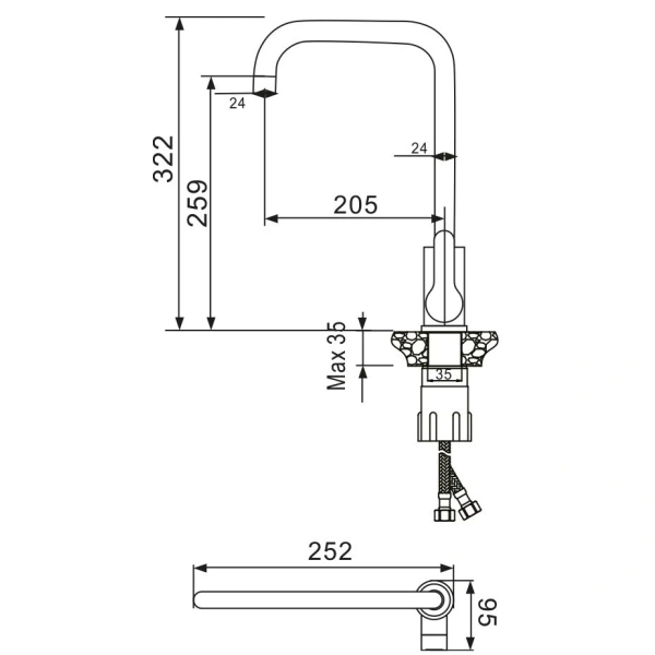 смеситель для кухни wesnaart eko eko05-150