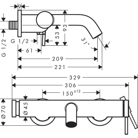 смеситель для ванны hansgrohe tecturis s 73422000