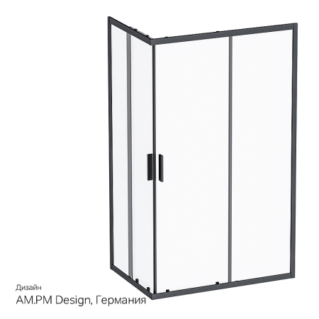 душевой уголок am.pm gem s 120×80 w93g-404-120280-bt профиль черный матовый, стекло прозрачное