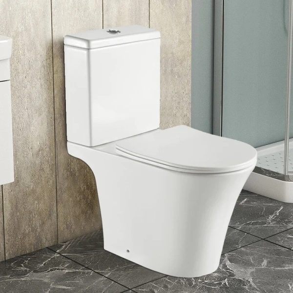 унитаз компакт azario vois az-1343в глянцевый белый напольный, безободковый, с бачком и сиденьем микролифт, 64х36.5х82 см, белый