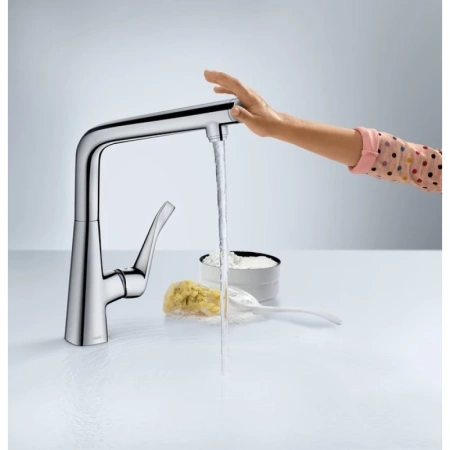 смеситель для кухни, нержавеющая сталь hansgrohe metris select m71 14883800, сталь