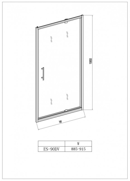 дверь для душевой кабины в нишу esbano esdn90dv 90*195 l/r без поддона