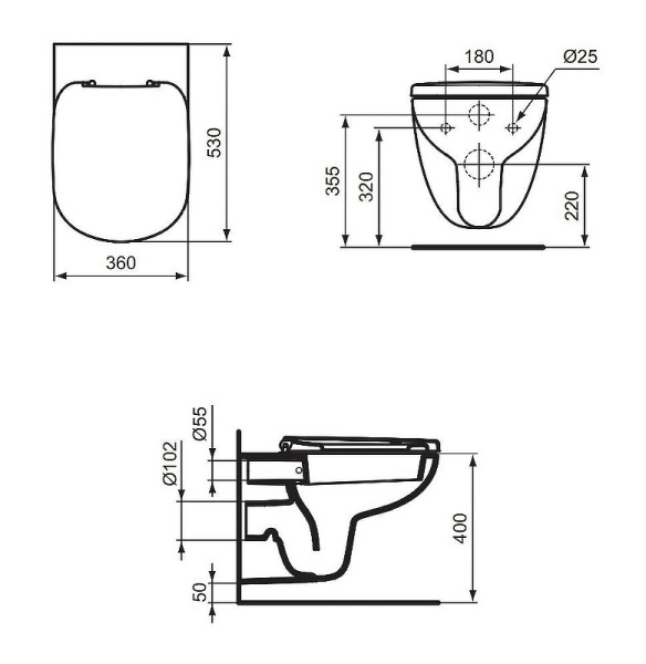 унитаз подвесной ideal standard tempo w941106 с сиденьем микролифт, цвет белый