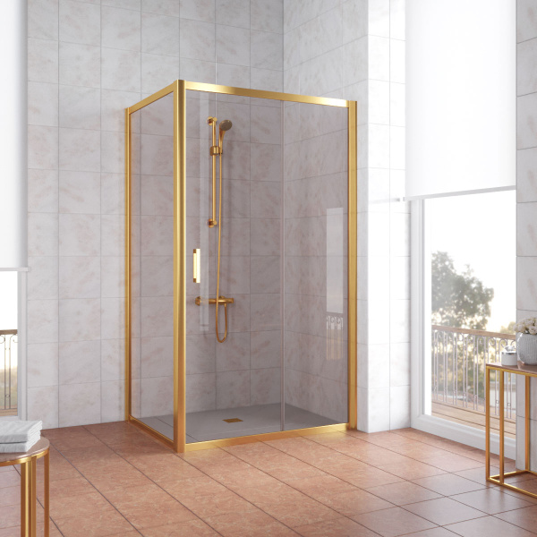 душевой уголок vegas glass zp+zpv 110*70 09 05 профиль золото, стекло бронза