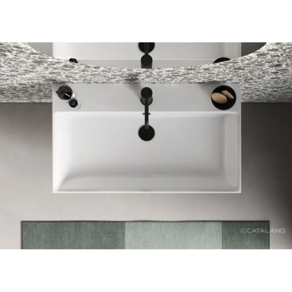 раковина catalano premium 0220800001 80x47 см, накладная, подвесная, белый глянец