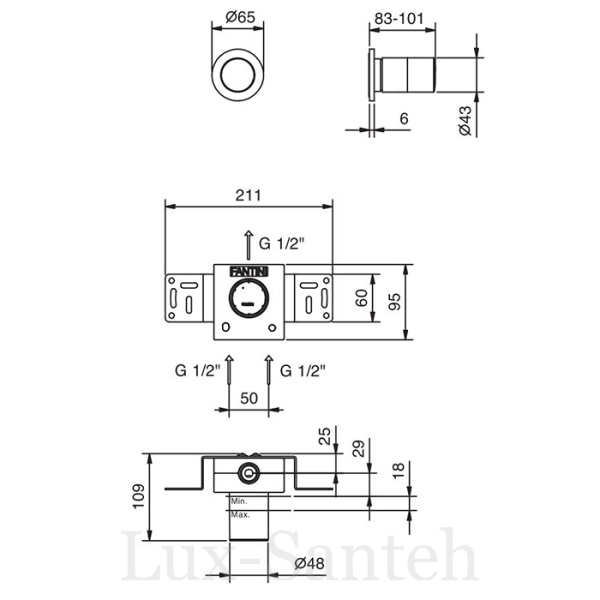 ручка для смесителя fantini nice 65 f3 s248