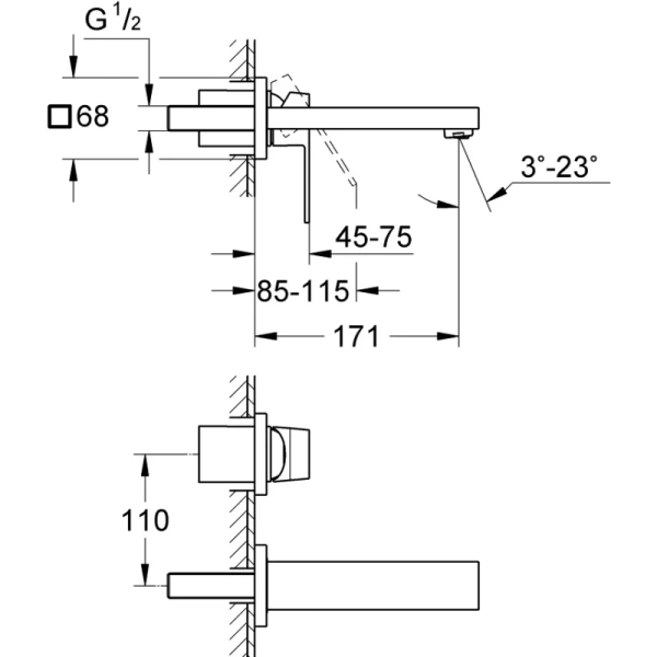 смеситель для раковины без донного клапана grohe eurocube 19895000