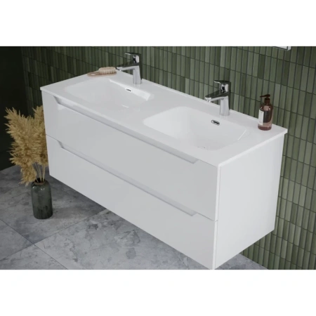 тумба под раковину sancos norma 2.0 1190х450х500, c двумя ящиками, белая глянцевая арт. nr2.0120-2w