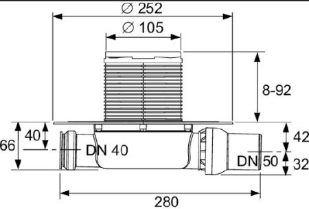 комплект точечного трапа tece drainpoint 110 kdp-s110 с сифоном dn 50, с декоративной решеткой