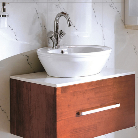 раковина ceramalux lux classicа 3573 накладная, 60x48 см, белый | хром