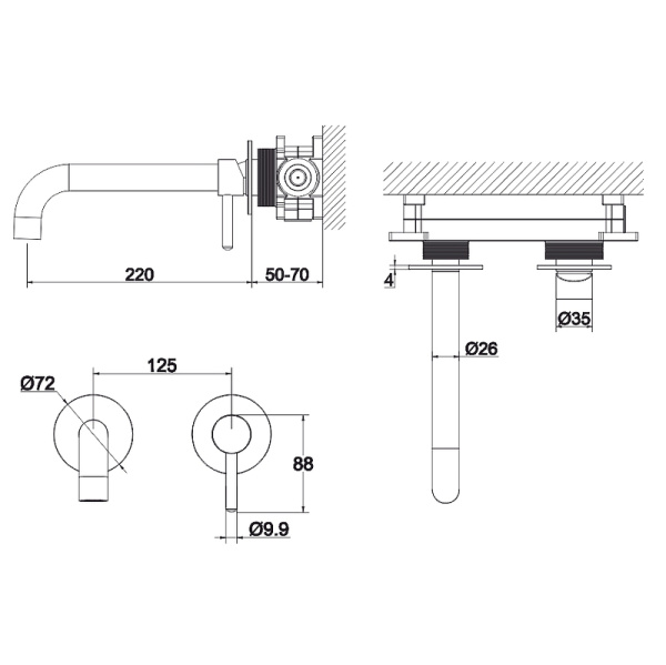 смеситель для раковины whitecross y black y1215bl черный матовый
