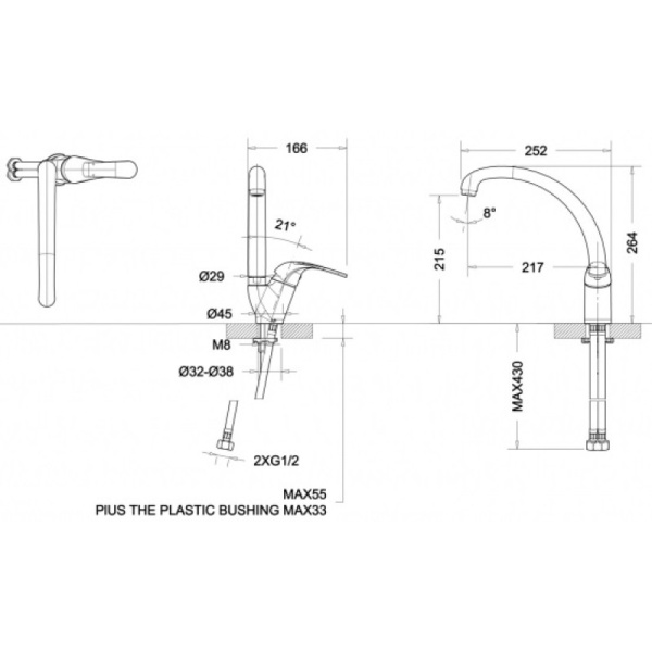 смеситель для кухни bravat fit f7135188cp-1-rus