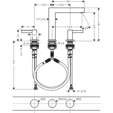 смеситель для раковины с донным клапаном hansgrohe finoris 76034700