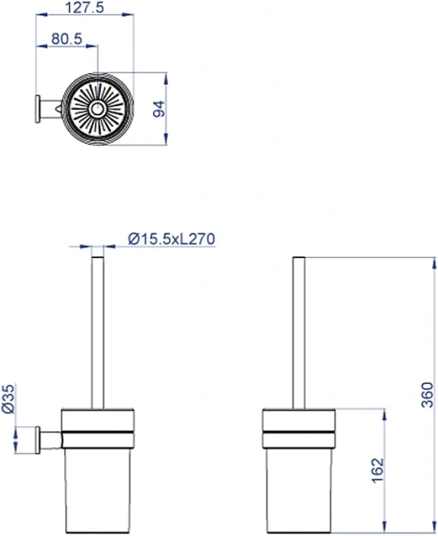 Ёршик для унитаза AZARIO Forny AZ-88313 хром