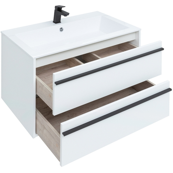 тумба с раковиной aquanet lino 90 271949 подвесная белая матовая
