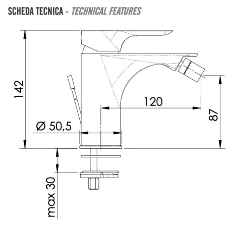 смеситель remer infinity i20vo для биде, с донным клапаном, бронза
