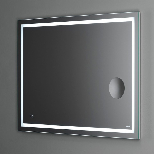 зеркало am.pm gem 100 с led-подсветкой, часами и косметическим зеркалом