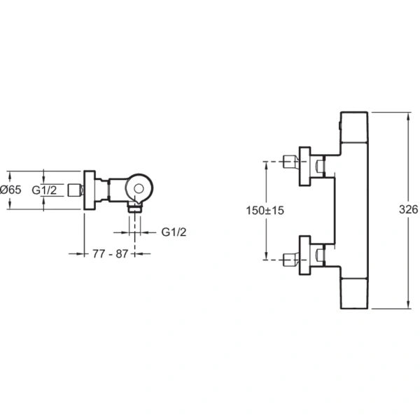 смеситель для душа jacob delafon avid e97384-cp с термостатом, хром