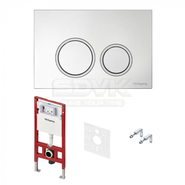 система инсталляции для унитазов tece tecespring s401101 4 в 1 с кнопкой смыва глянцевый хром