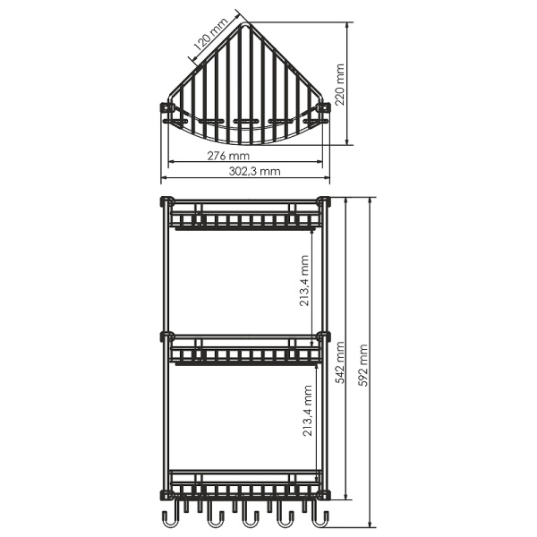 Полка корзина WasserKRAFT K-1233 угловая цвет хром