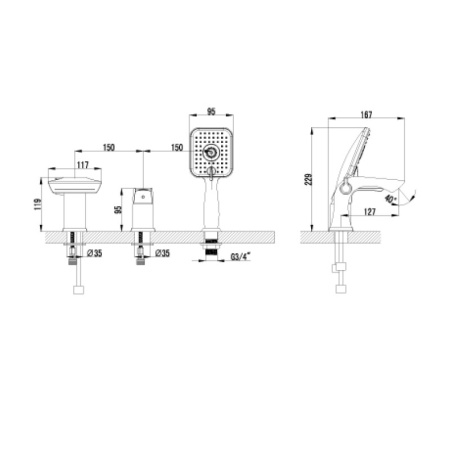 смеситель на борт ванны lemark unit lm4545c