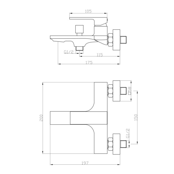 смеситель для ванны orange lutz m04-100b черный